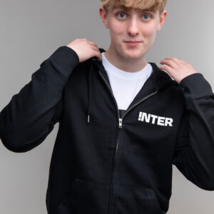 Picture of boy wearing a black iNTER hoodie